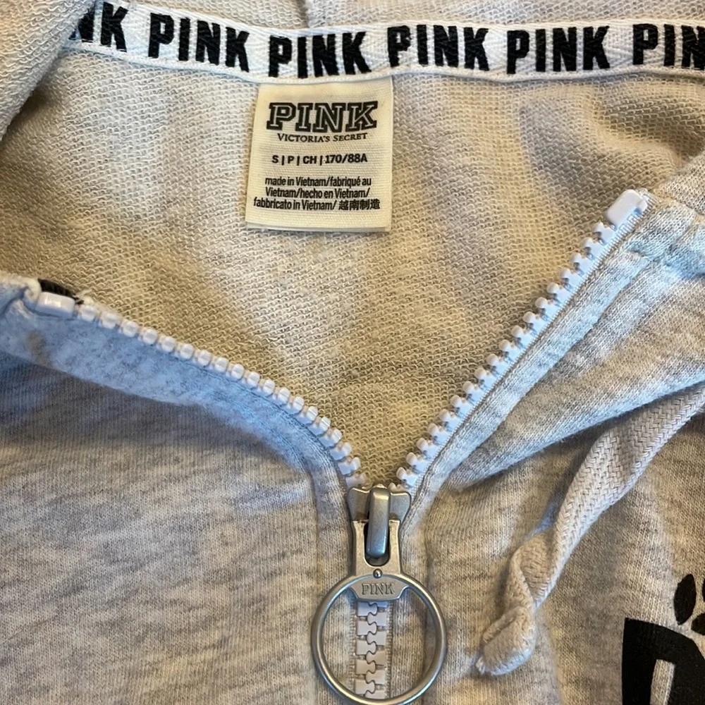 VS PINK Heather grey zip hoodie size SM - Picture 3 of 6